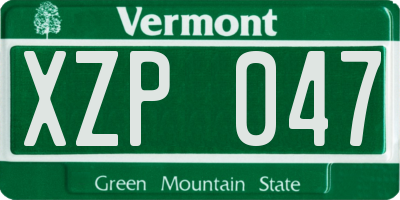 VT license plate XZP047