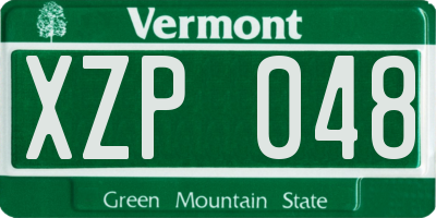 VT license plate XZP048
