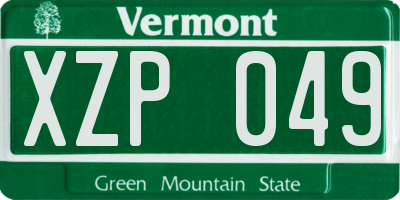 VT license plate XZP049