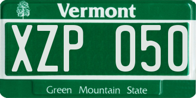 VT license plate XZP050