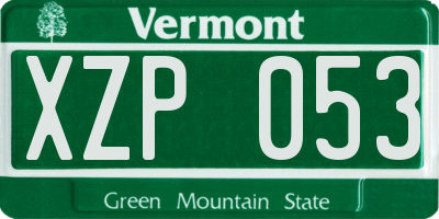 VT license plate XZP053