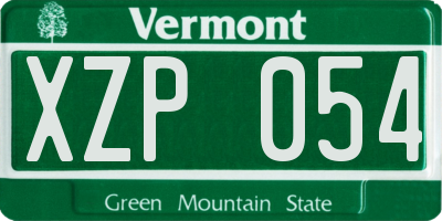 VT license plate XZP054