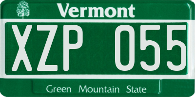 VT license plate XZP055
