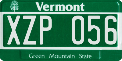 VT license plate XZP056