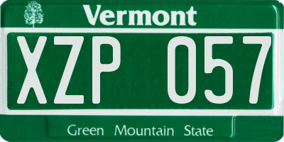 VT license plate XZP057