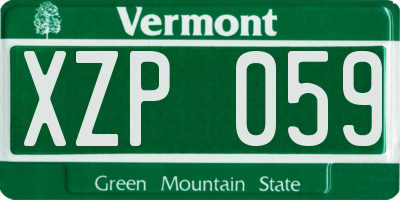 VT license plate XZP059