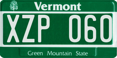 VT license plate XZP060