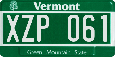 VT license plate XZP061