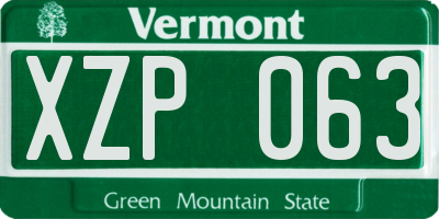 VT license plate XZP063
