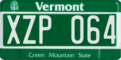 VT license plate XZP064