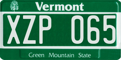 VT license plate XZP065