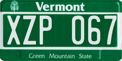 VT license plate XZP067