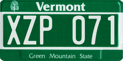 VT license plate XZP071