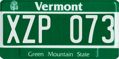 VT license plate XZP073