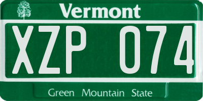 VT license plate XZP074