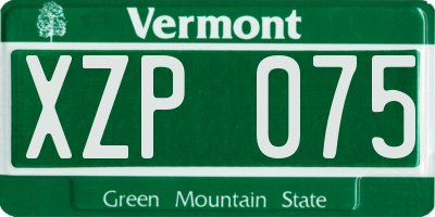 VT license plate XZP075