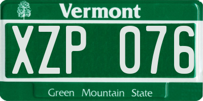 VT license plate XZP076