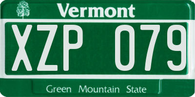VT license plate XZP079