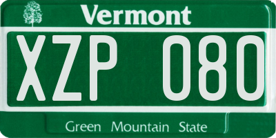VT license plate XZP080