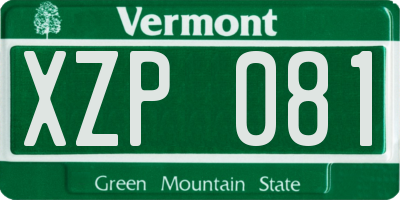 VT license plate XZP081