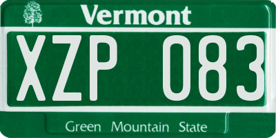VT license plate XZP083