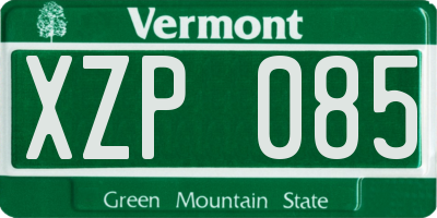 VT license plate XZP085