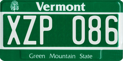 VT license plate XZP086
