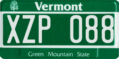 VT license plate XZP088