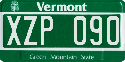 VT license plate XZP090