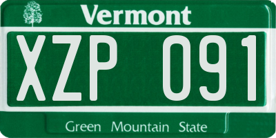 VT license plate XZP091