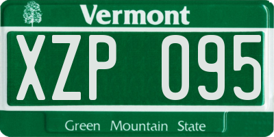 VT license plate XZP095