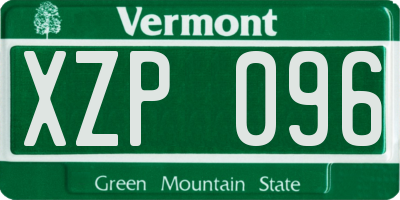 VT license plate XZP096