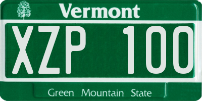 VT license plate XZP100