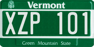 VT license plate XZP101