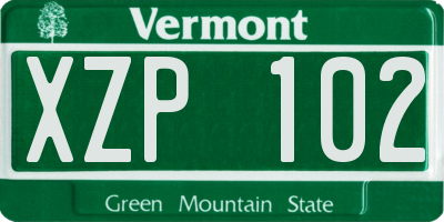 VT license plate XZP102