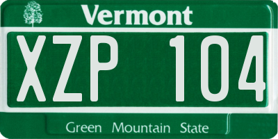 VT license plate XZP104