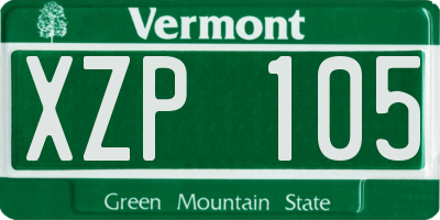 VT license plate XZP105