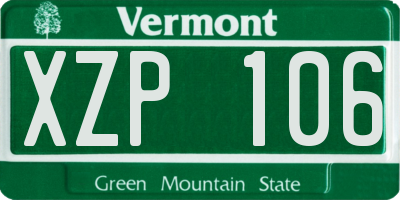 VT license plate XZP106