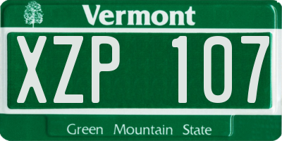 VT license plate XZP107