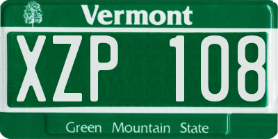 VT license plate XZP108
