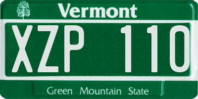 VT license plate XZP110