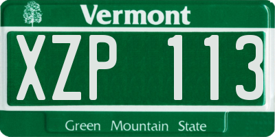 VT license plate XZP113