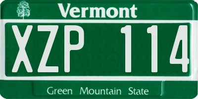 VT license plate XZP114