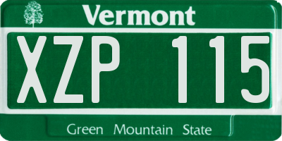 VT license plate XZP115