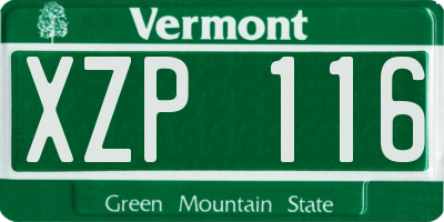 VT license plate XZP116