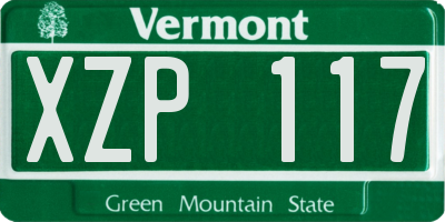 VT license plate XZP117