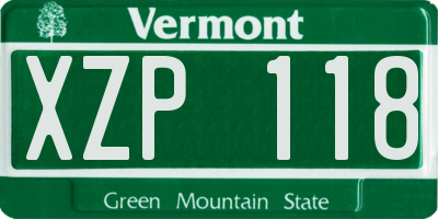VT license plate XZP118