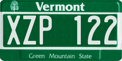 VT license plate XZP122
