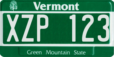 VT license plate XZP123