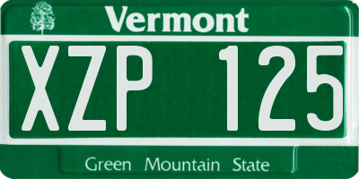 VT license plate XZP125